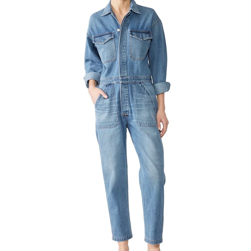 Citizens of Humanity Marta Utility Jumpsuit Light Wash Denim Blue Womens Size L